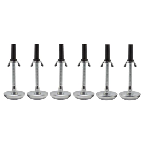 Kings Brand Furniture Bed Frame Glide Legs – Adjustable Threaded Bed Feet Replacement for Metal Frames – Sturdy Riser Glides to Replace Wheels – Set of 6 (Black/Silver) - size: Set of 6