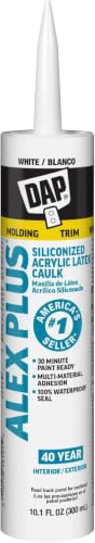 DAP Alex Plus Acrylic Latex Caulk, White, 10.1 Oz (7079818152) (Pack of 12) - size: 10.1 Oz (Pack of 12)