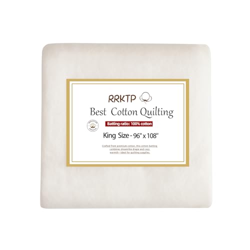 RRKTP Cotton Batting for Quilting，200 g/m² Lightweight Quilt Batting King Size，Natural All Season Comfort Cotton Stuffing, Sewing Handmade & DIY Crafts 96"×108" - size: 96×108