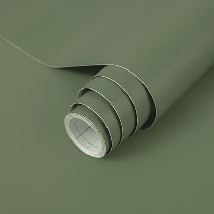 Peel and Stick Wallpaper Green Contact Paper Self Adhesive Removable - color: Dark Green, size: 17.7" x 393.7"