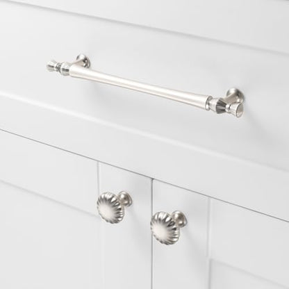 6-1/4 Inch Brushed Nickel Cabinet Pulls 10 Pack French Style P2408 - color: Brushed Nickel, size: 6-1/4" Hole Centers-10 Pcs