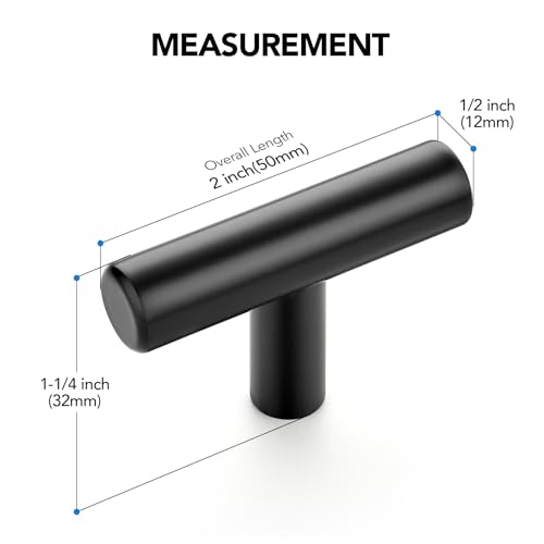 10 Pack Matte Black Cabinet Knobs 2 Inch Black Drawer Knobs Single Hole - color: Black