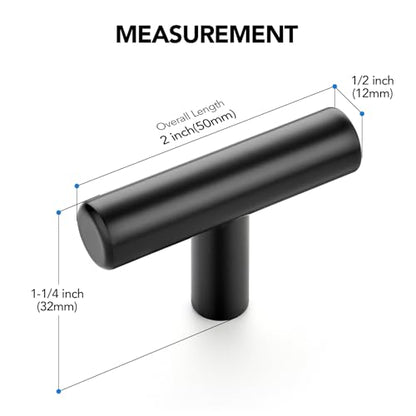 10 Pack Matte Black Cabinet Knobs 2 Inch Black Drawer Knobs Single Hole - color: Black