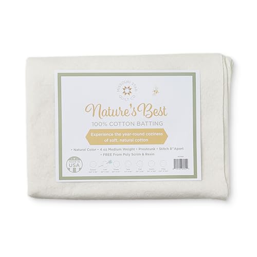 Crib Quilt Batting 45" x 60"| 100% Cotton – No Poly Scrim or Resin | Medium Weight Batting Roll for Stuffing Blankets and Quilting Supplies - size: Crib