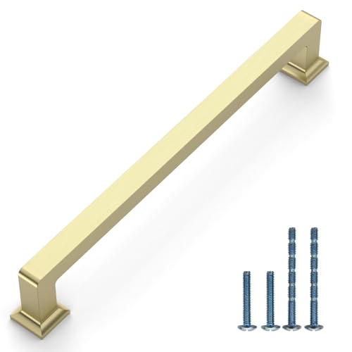 Brushed Brass Cabinet Handles Kitchen Pulls 7 Inch 10 Pack - color: Brushed Brass, size: 7" Hole Center