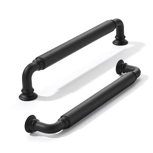 khtumeware 2-Pack Matte Black Heavy-Duty Solid Cabinet Pulls, 6 Inch (152mm) Hole Center, Drawer Pulls, Cabinet Hardware, Suitable for Kitchen Cabinets, Bathrooms and Dressers - color: Black, size: 6 Inch(152mm)Hole Center