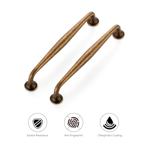 Ravinte Antique Brass Cabinet Handles Solid Pulls 6-1/4 Inch 5 Pack - color: Antique Brass, size: 6-1/4 inches Hole Center
