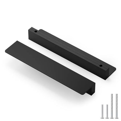 Peaha 10 Pack 5 Inch Black Cabinet Handles Finger Edge Pulls for Cabinets - color: Black, size: 5" Hole Center