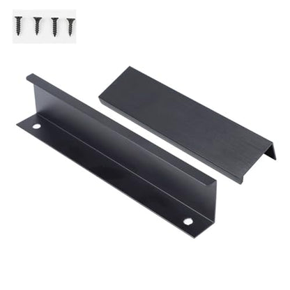 10 Pack Cabinet Handle Hidden Black Drawer Edge Pulls, Modern Style Dressing Table Wardrobe Kitchen Wall Cabinet Finger Edge Handle (Black, Length 7.9"/Hole Distance 6.3") - size: Length 7.9"/Hole Distance 6.3"