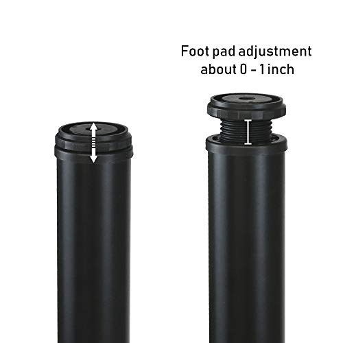 QLLY 8 Inch Adjustable Metal Coffee Table Legs, Heavy Duty Round Furniture Legs with 1” Leveling Feet for Ottoman, Bench, End Table and Sofa Replacement, Set of 4 (Black) - color: Black, size: 8 inch