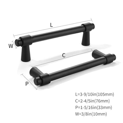 khtumeware 3 inch 5 Pack Matte Black Cabinet pulls Zinc Alloy Modern and Simple Cabinet Handle Suitable for Custom Whole-House Furniture (Kitchen/Bathroom/Bedroom). - color: Matte Black, size: 3 Inch