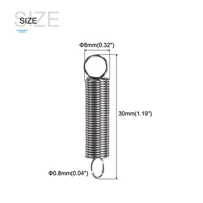 METALLIXITY Extension Spring (0.8x8x30mm/0.04"x0.32"x1.19") 5Pcs, 304 Stainless Steel Tension Spring Wire - for Home Repair Construction Machinery - size: 0.04"x0.32"x1.19"