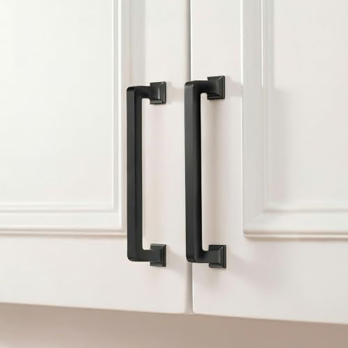 homdiy 30 Pack 5 Inch Black Cabinet Handles, Solid Zinc Alloy Pulls - color: Black, size: 5-1/16" Hole Center