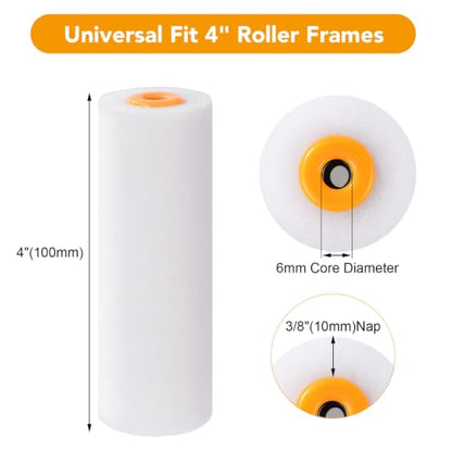 Foam Paint Roller Covers 4 Inch x 3/8 Inch Nap 20 Pack
