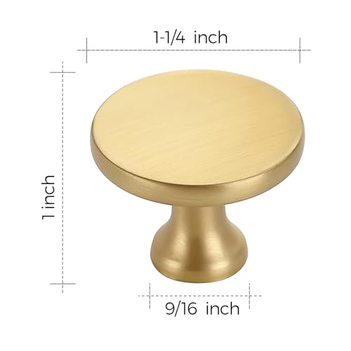 Ravinte Gold Round Kitchen Cabinet Knobs Pulls 1-1/4 Inch 30 Pack - color: Brushed Gold