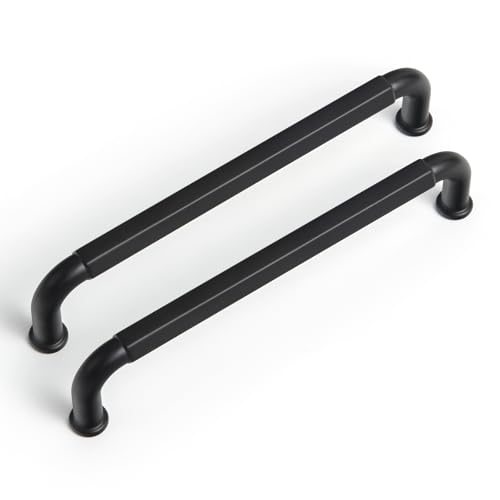 Goo-Ki 6 Pack Matte Black Cabinet Pulls Zinc Alloy Kitchen Cabinet Hardware, 5 Inch Hole Center Modern Black Drawer Pulls Solid Dresser Handles - color: Matte Black, size: 5 Inch Hole Centers