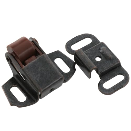 4 Sets Cabinet Door Latch, Single Roller Catch with Mounting Screws - color: Redish-brown