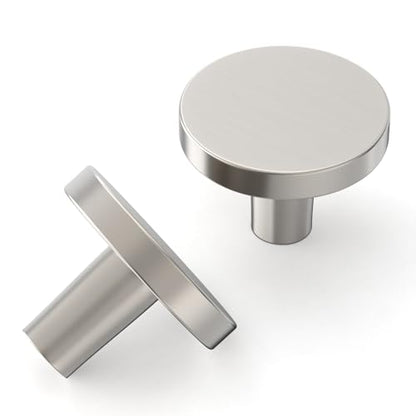 Amerdeco 10 Pack Brushed Satin Nickel Cabinet Knobs Single Hole Cabinet Pulls - color: Brushed Satin Nickel, size: Knobs