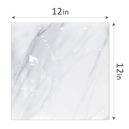 Peel and Stick Backsplash Tile,10pc Waterproof Marble Wall Panels - color: White and Grey