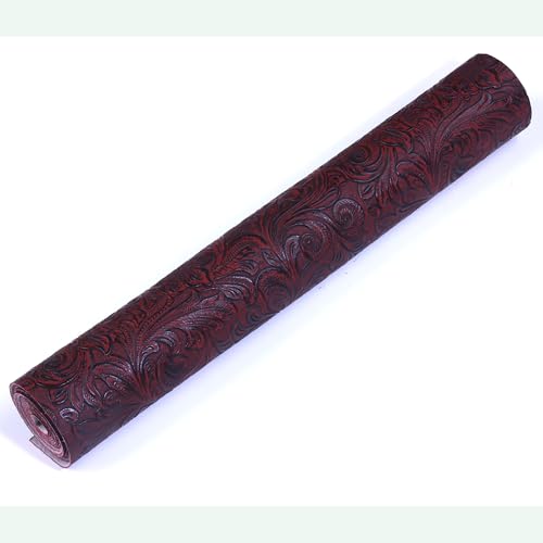 Ramya Embossed Faux Leather Sheets Fabric 12" x 53",for Handmade DIY Bows Wallet Sewing,Leather Earring Crafts Projects (Maroon Red) - color: Maroon Red