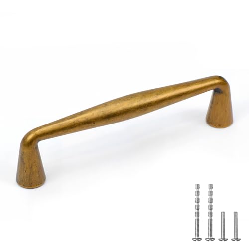 YAGU 6 Pack Top Antique Brass Kitchen Cabinet Pulls 3 Inch(76mm) Hole Center Solid Vintage Bronze Dresser Drawer Handles Furniture Hardware for Cupboard Wardrobe Closet Vanity - color: Antique Brass, size: 6 Pack, style: 3''/76MM Hole Center