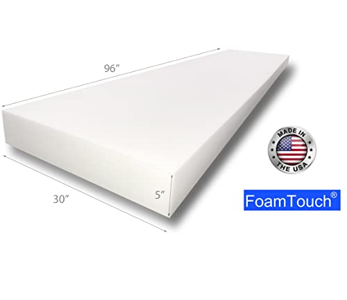 FoamTouch Upholstery Foam Cushion High Density 5" Height x 30" Width x 96" Length Made in USA - style: 5x30x96HDF
