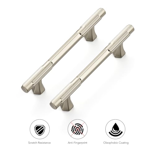 Ravinte Solid Brushed Nickel Cabinet Pulls,3-3/4 in Hole Handles,2 Pack - color: Brushed Nickel, size: 3-3/4 inches Hole Center