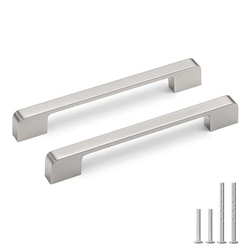 Brushed Nickel Cabinet Pulls 8-1/16 Inch Nickel Cabinet Handles - color: Brushed Nickel, size: 8-1/16 Inch (204 mm) Hole Centers