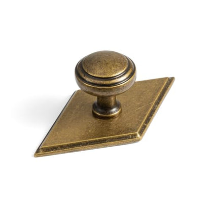 6Pack Champagne Bronze Cabinet Knobs with Backplate Drawer knobs - color: Antique Brass, style: Rhombus