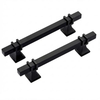 Rergy 10 Pack 4 Inch Matt Black Cabinet Handles, Solid Zinc Alloy - color: Black, size: 4 Inch Hole Center