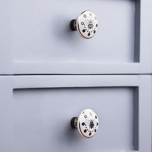 Indian Shelf 6 Pieces Bee Drawer Knobs for Dresser Cabinet Golden - color: Colourful Bee, size: 6 Knobs