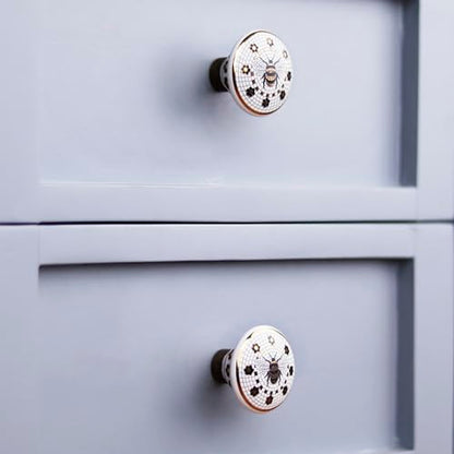 Indian Shelf 6 Pieces Bee Drawer Knobs for Dresser Cabinet Golden - color: Colourful Bee, size: 6 Knobs