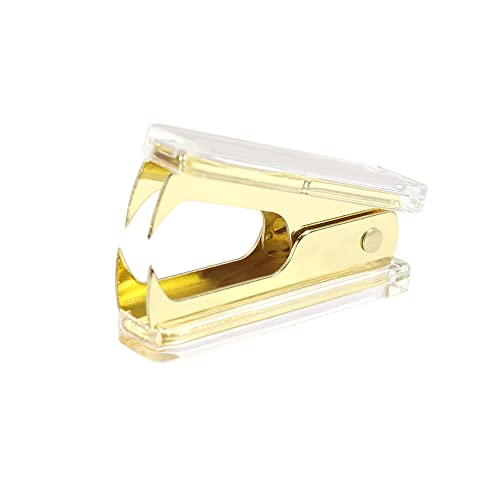1PC Clear Yellow Gold Staples Remover Acrylic Luxury Yellow Golden Metal Body Staple Puller Removal Tool with Lock Professional Staple Remover for School Supplies Desktop Accessories (Yellow Gold) - color: Yellow Gold