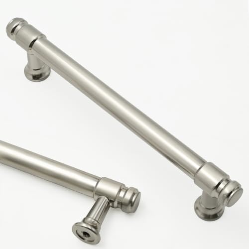 Asidrama 10 Pack 5 Inch Brushed Satin Nickel Kitchen Cabinet Handles - color: Brushed Satin Nickel, size: 5" Hole Center(128mm)