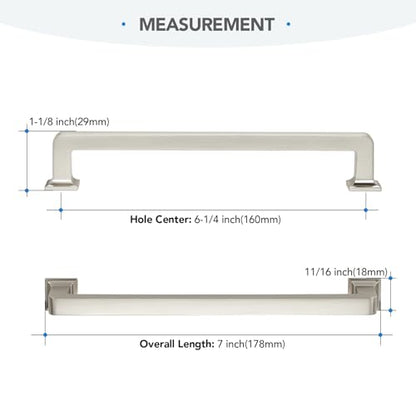 HOME EDIT Brushed Nickel Cabinet Handles Zinc Pulls 6-1/4 Inch 10 Pack - color: Brushed Nickel, size: 6-1/4 inches Hole Center