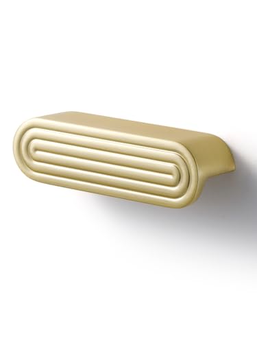 5 Pack Gold Cabinet Pulls 3" Hole Center Brushed Brass Drawer Pulls Circle Bathroom Dresser Handles Hardware Zinc Alloy - color: Brushed Gold, size: 3 Inch Hole Centers