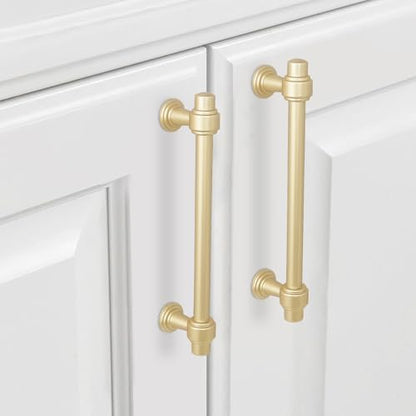 10 Pack Brushed Gold Cabinet Pulls 5 Inch(128mm) Hole Center Drawer Pulls Cabinet Hardware Kitchen Cabinet Handles for Bathroom Dresser Pulls - color: Brushed Gold, size: 5" Hole Center（128mm）