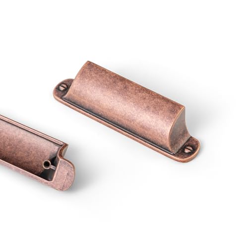 Goo-Ki 6pack Bin Cup Drawer Pulls Antique Copper Cabinet Cup Pull, 3 Inch c-c Channing Cup Handles Zinc Alloy Hardware for Kitchen Bar - color: Antique Copper, size: 3 Inches Center-Center
