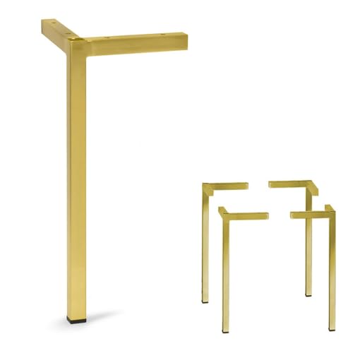 Set of 4 Modern Square Metal Tube Furniture Legs - Sleek Metal Design, Durable and Stylish (15-3/4"H Brass Finish) - color: 15-3/4"h Brass Finish