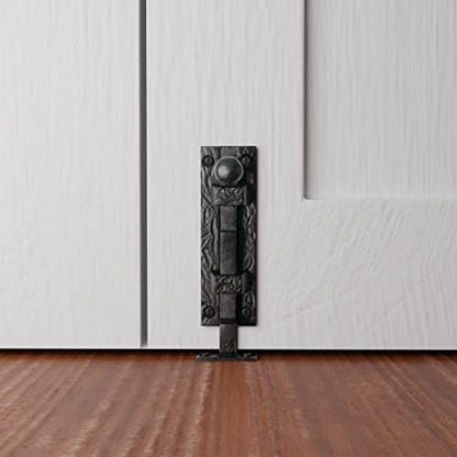 Renovators Supply Manufacturing Door Lock Latch 4 in. Black Wrought Iron Ball Tip Styled Necked Offset Slide Bolt Latch with Mounting Hardware - size: Pack of 1, style: 4 inch - Ball Tip