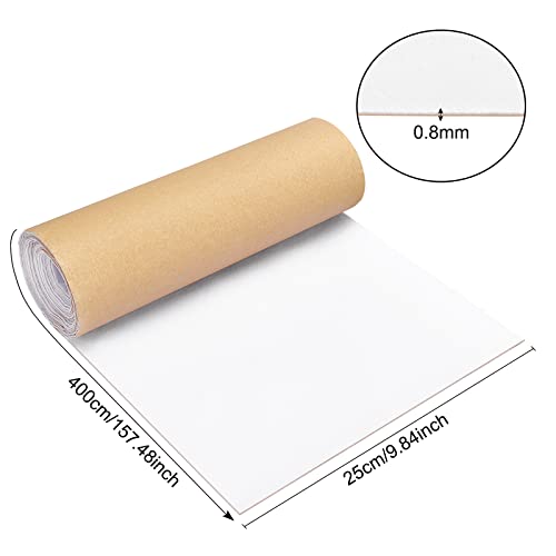 BENECREAT 157x9.8inch White Self Adhesive Velvet Flock Liner Velvet Fabric for Jewelry Drawer Craft Fabric Upholstery Peel Sticker(0.8mm Thick) - color: White, size: 9.8"W x 157"L