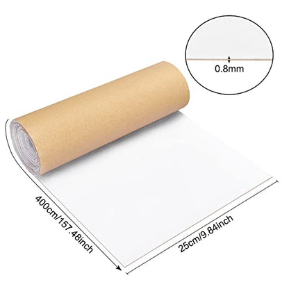 BENECREAT 157x9.8inch White Self Adhesive Velvet Flock Liner Velvet Fabric for Jewelry Drawer Craft Fabric Upholstery Peel Sticker(0.8mm Thick) - color: White, size: 9.8"W x 157"L