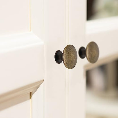 8 Pcs Antique Brass Cabinet Knobs, Round Dresser Knob Kitchen Drawer Knobs, Single Hole Cupboard Door Knob Dresser Drawer Pulls Handles - color: Antique Brass, size: 8 Pack