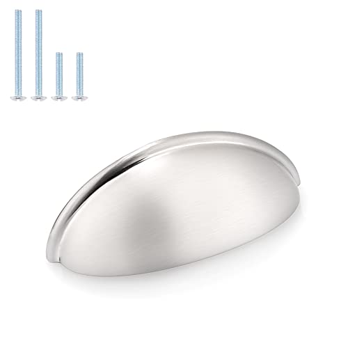 Probrico 10 Pack Brushed Nickel Cabinet Pulls Bin Cup Drawer Handles, Cabinet Cup Handles 3 Inch Holes Drawer Handles and Knobs, Kitchen Cabinet Hardware - color: Brushed Nickel