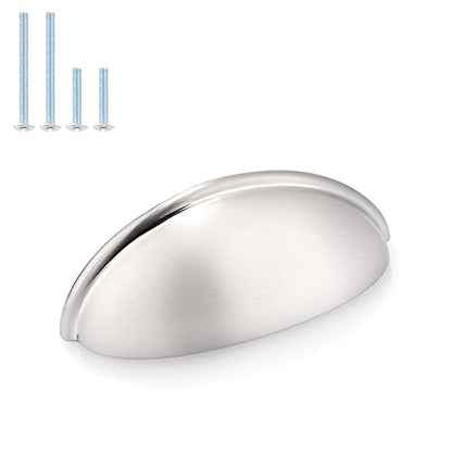 Probrico 10 Pack Brushed Nickel Cabinet Pulls Bin Cup Drawer Handles, Cabinet Cup Handles 3 Inch Holes Drawer Handles and Knobs, Kitchen Cabinet Hardware - color: Brushed Nickel