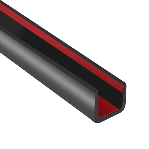 Rubber Edge Trim, 3/8" Self Adhesive Flexible U Channel Edge Protecter for Plywood, Tables, Desks, Cabinets, Counter Top, Wide U Shaped Edge Trim, Edge Banding, Black Color, 20Ft - color: Black, size: Fit 3/8" - L20'