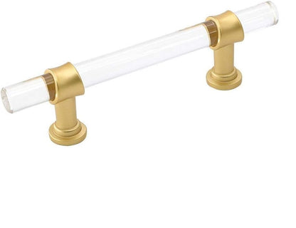 Goldenwarm Kitchen Cabinet Handles, Gold Drawer Pulls 5 Pack 7-1/2 Inch, Acrylic Cabinet Pulls for Dresser Cupboard Wardrobe, Zinc Alloy Base, Smooth Edge and Screws Included - color: Matte Gold, size: 7.5"/192MM Hole Center