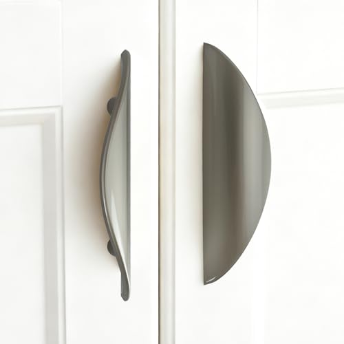 Primst 4 Pack Brushed Nickel Cabinet Pulls, Half Moon Drawer Handles Silver Cabinet Handles, Drawer Pulls, Kitchen Cupboard Handle, Cabinet Hardware 2-1/2in Hole Center(Silver,M-4PCS) - color: Silver, size: M-4PCS
