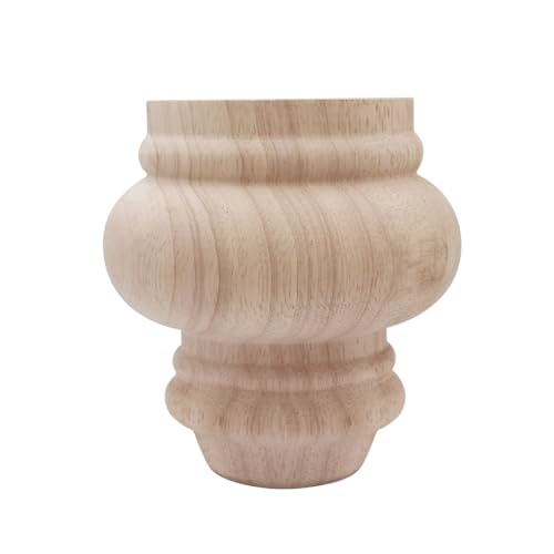 4'' Furniture Legs Wooden Unfinished Bun Feet for Sofa, Chair, Loveseat, Ottoman, Dresser Foot Set of 4