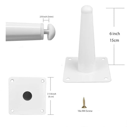 4pcs 6 inch (15cm) White Metal Furniture with Level Feet - color: White, size: 6 inch
